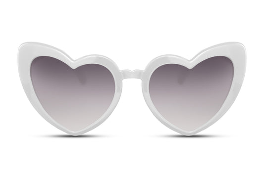 Luxury Heart Shape White Frame Women Sunglasses