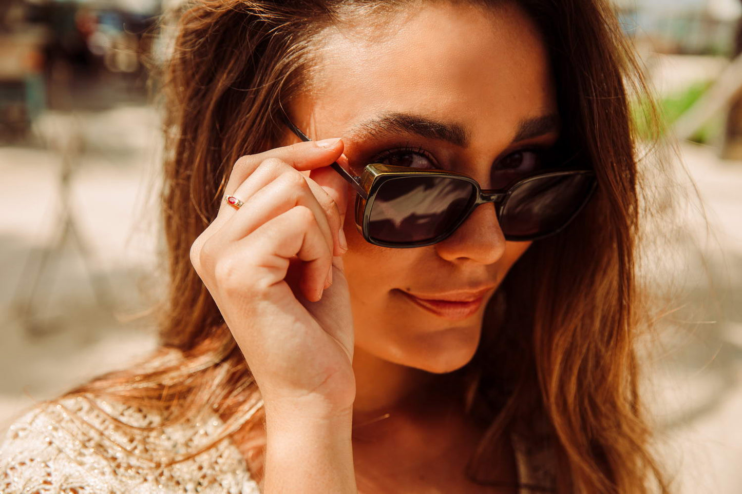 Black Color Rectangle Cat Eye Sunglasses