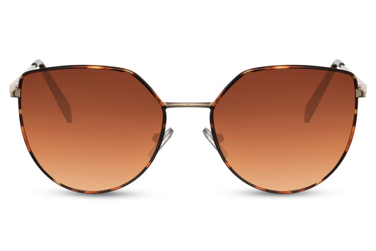 Animal Print Metal Brown Cat Eye Sunglasses