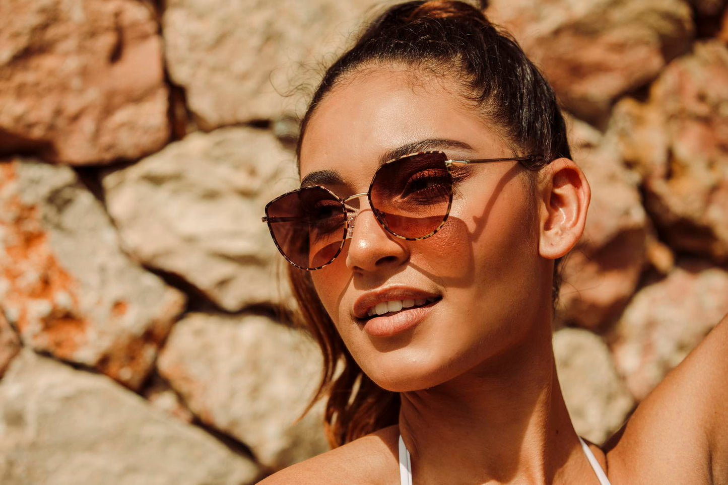 Animal Print Metal Cat Eye Sunglasses