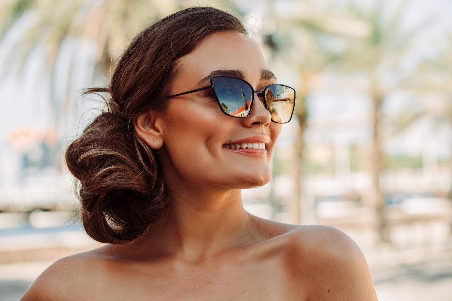 Black Metal Frame Cat Eye Sunglasses