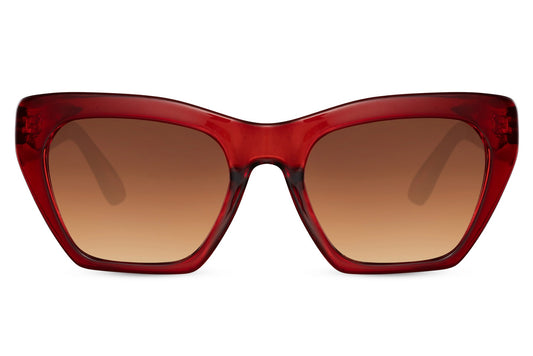 Oversized Red Wine Color Cat Eye Sunglasses