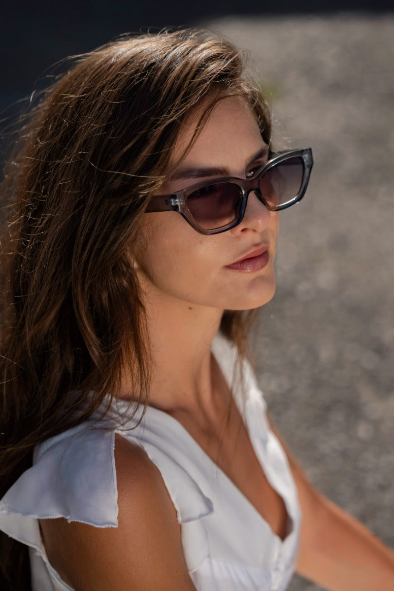 Grey Rectangle Cat Eye Sunglasses