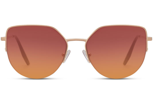 Geometric Rose Gold Cat Eye Sunglasses