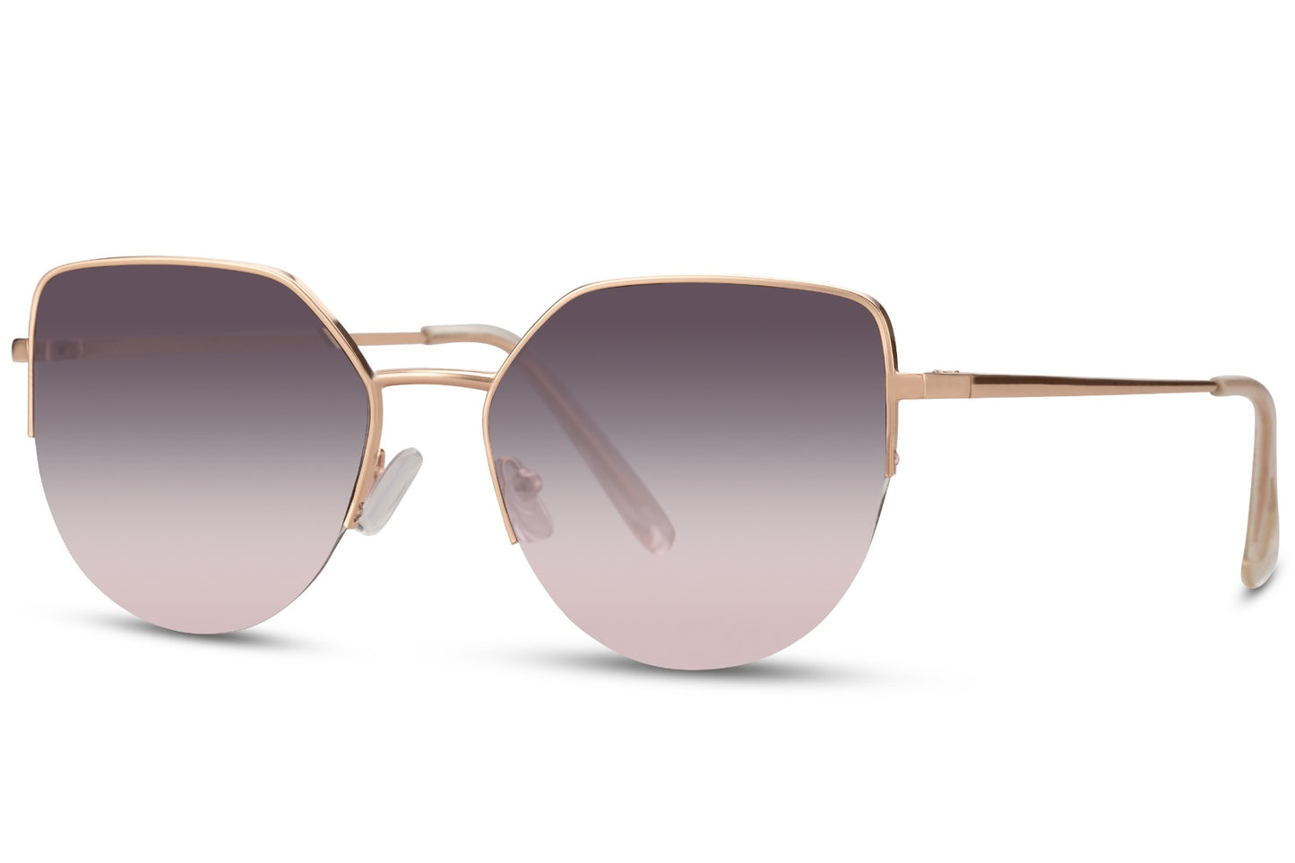 Half Frame Gold Cat Eye Sunglasses