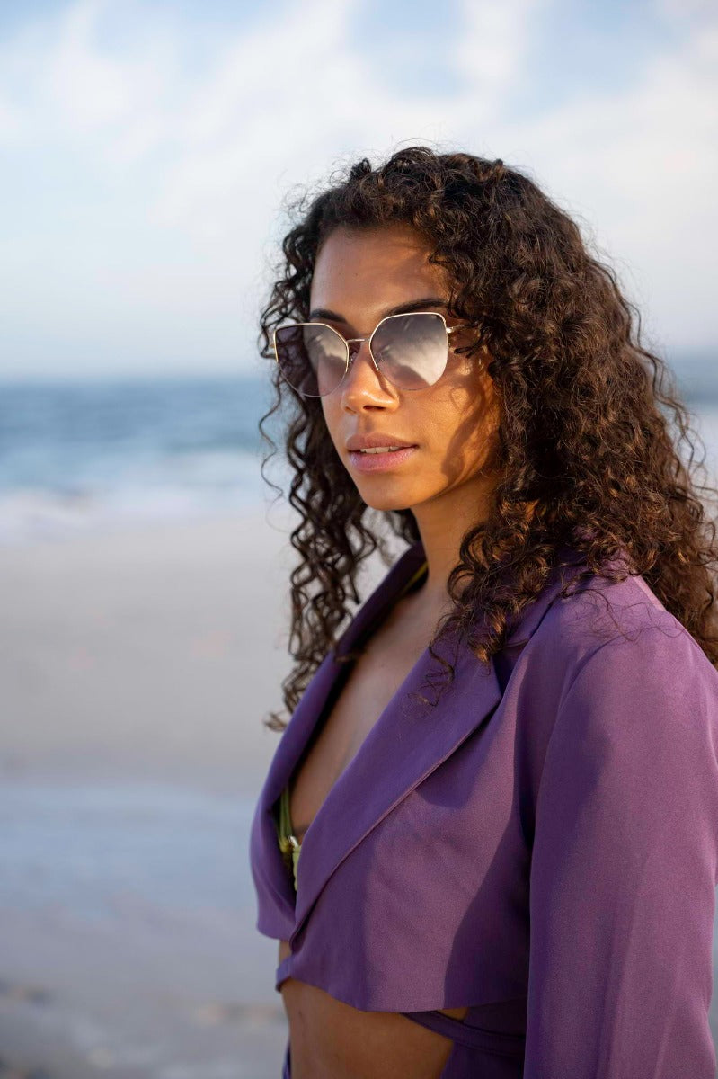 Half Frame Gold Cat Eye Sunglasses