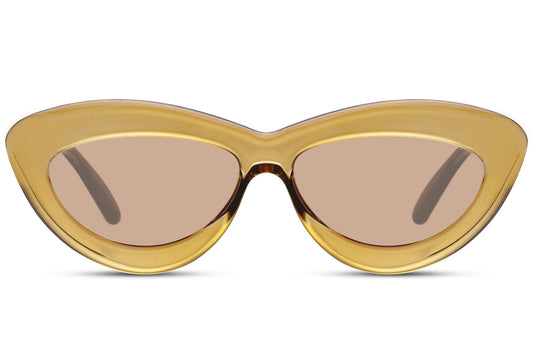 Stylish Crystal Brown Frame Cat Eye Sunglasses For Women