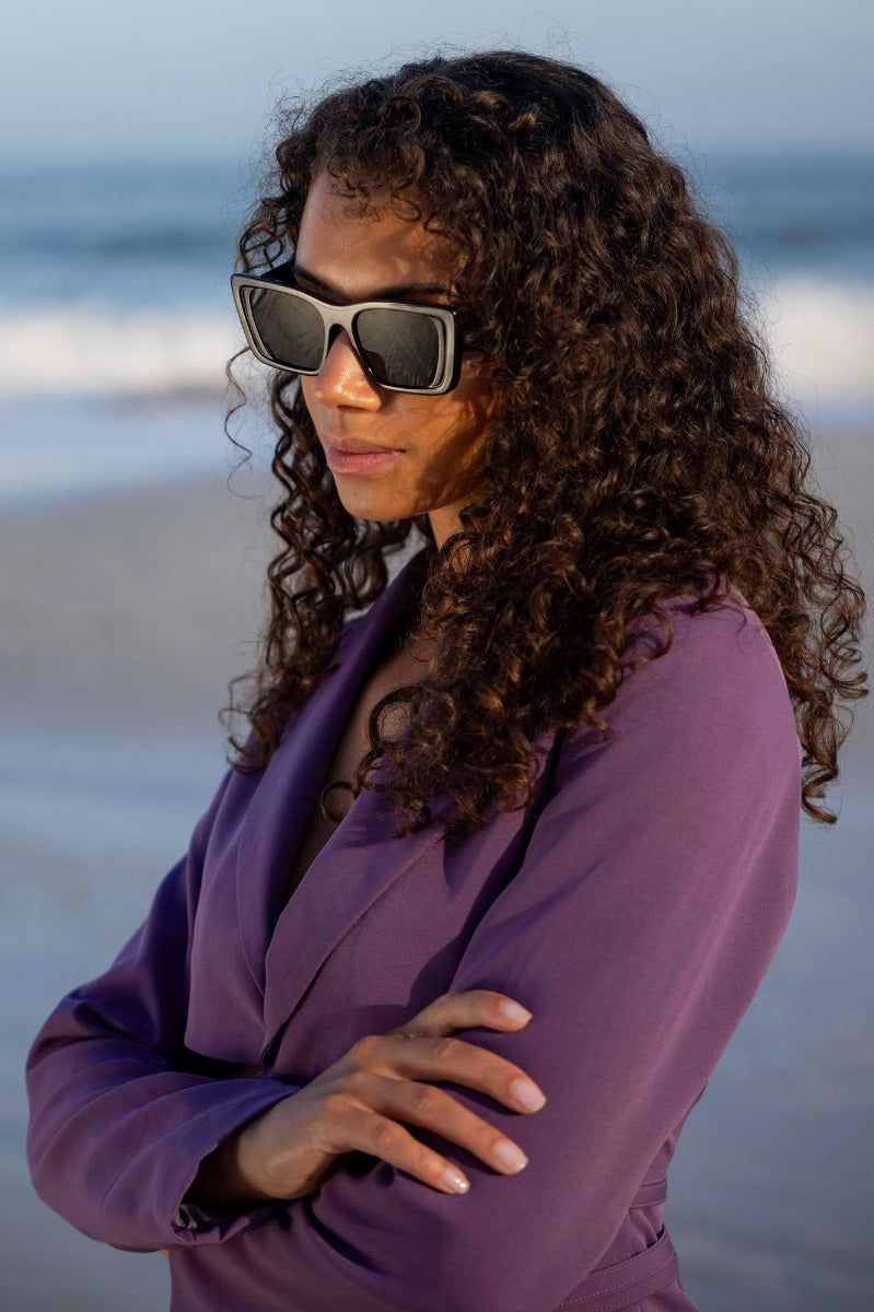 Black Rectangle Cat Eye Sunglasses for Women