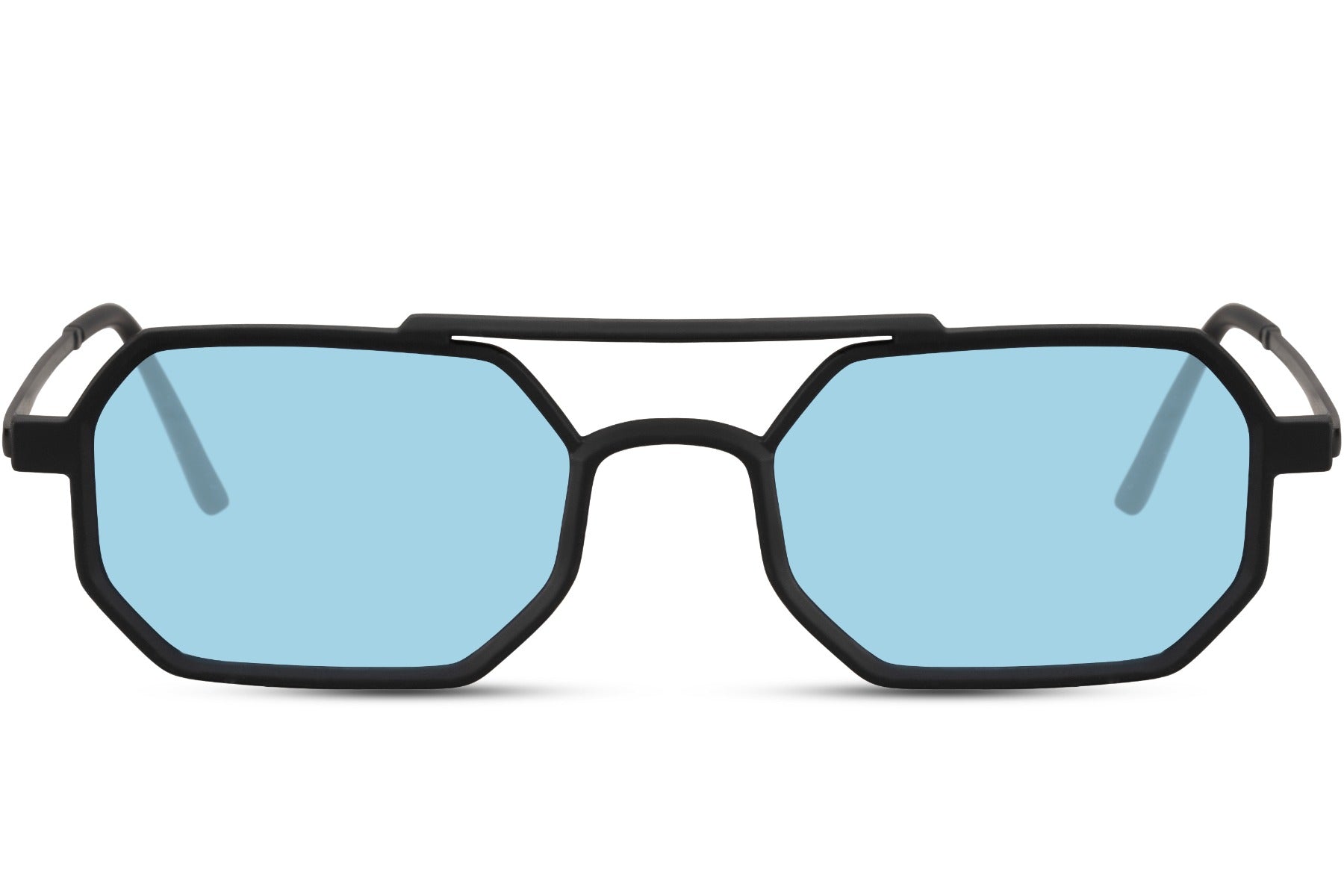 Sky Blue Rectangle Aviator Sunglasses