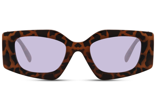 Leopard Print Rectangle Cat Eye Sunglasses For Women