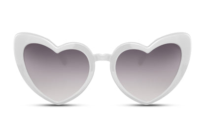 Luxury Heart Shape White Frame Women Sunglasses