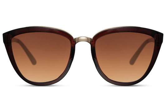 Stylish Oversized Brown Cat Eye Sunglasses