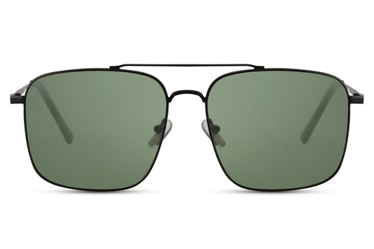 Classic Green Rectangle Aviator Sunglasses