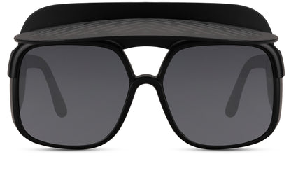 Beach Hat Flap Party Sunglasses (Black)