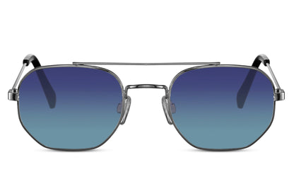 Geometric Blue Shade Aviator Sunglasses