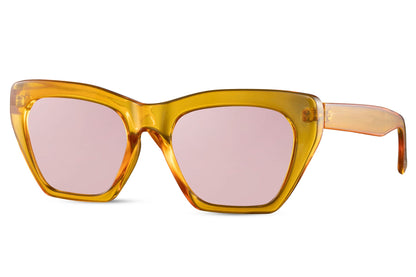 Oversized Yellow Color Cat Eye Sunglasses