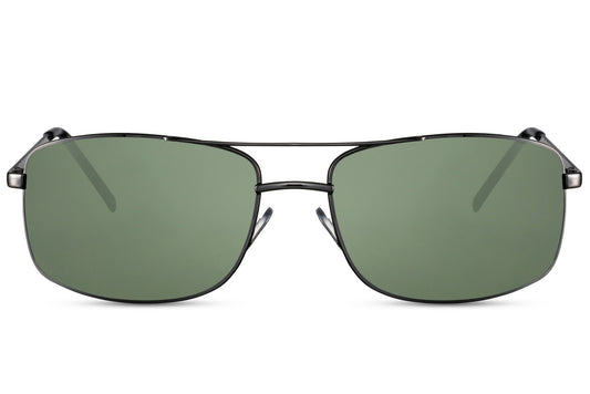 Square Sliver Frame Green Color Aviator Sunglasses