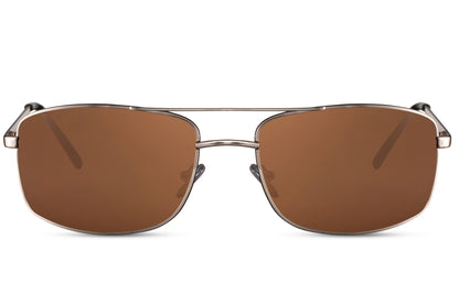 Square Sliver Frame Brown Color Aviator Sunglasses