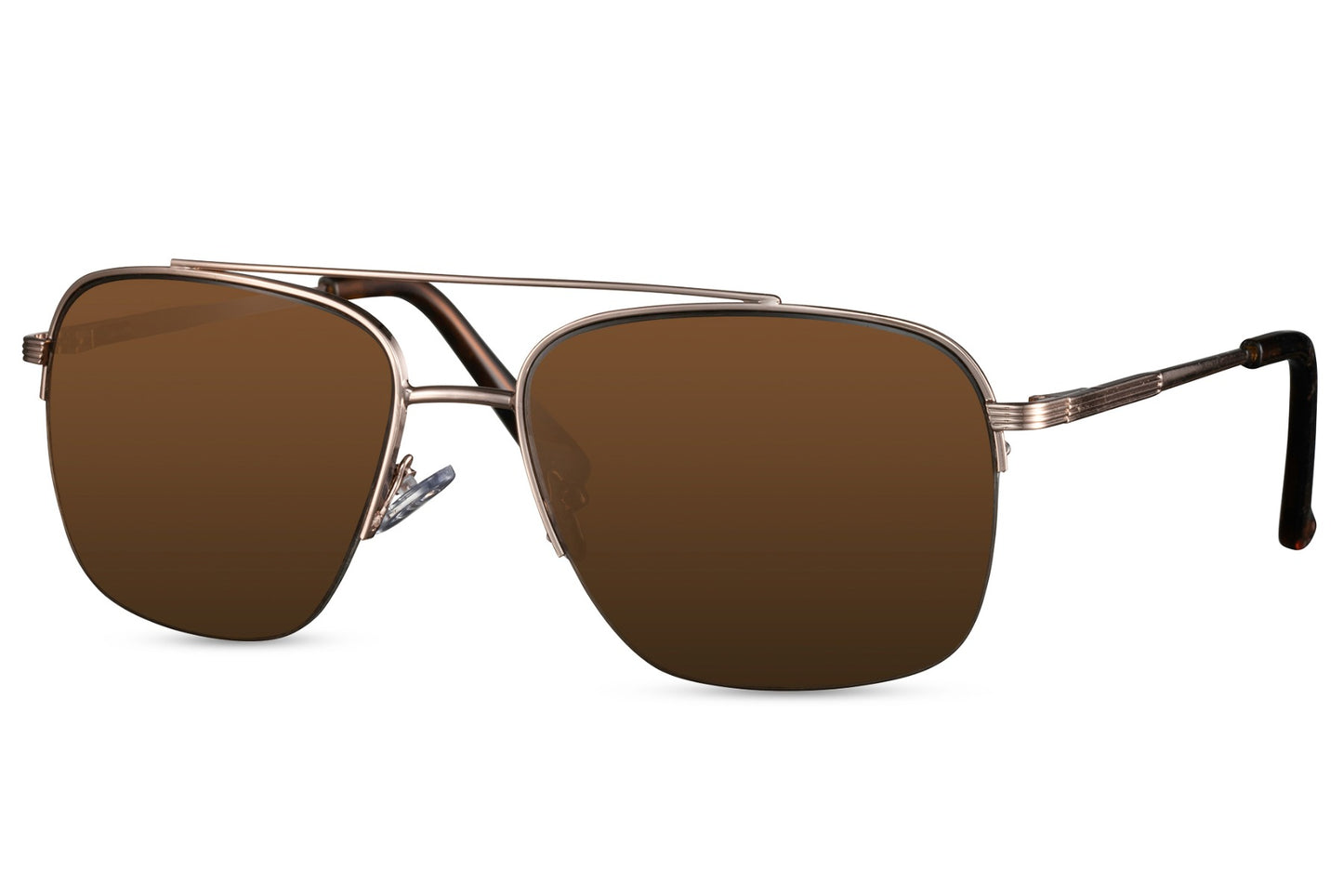 Half Frame Brown Aviator Sunglasses