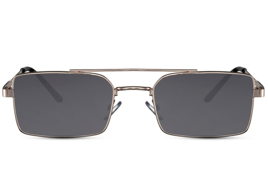 Square Sliver Frame Black Aviator Sunglasses