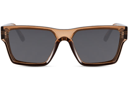 Square Brown Transparent Frame Wayfarer Sunglasses