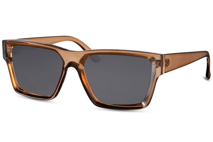 Square Brown Transparent Frame Wayfarer Sunglasses