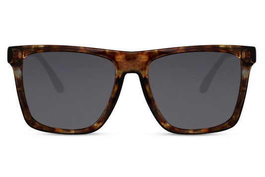 Black Color Animal Print Oversized Wayfarer