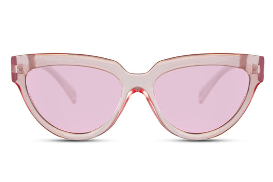 Transparent Pink Cat Eye Sunglasses For Women