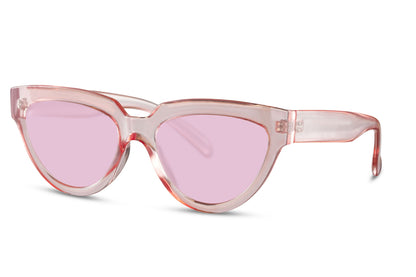 Transparent Pink Cat Eye Sunglasses For Women