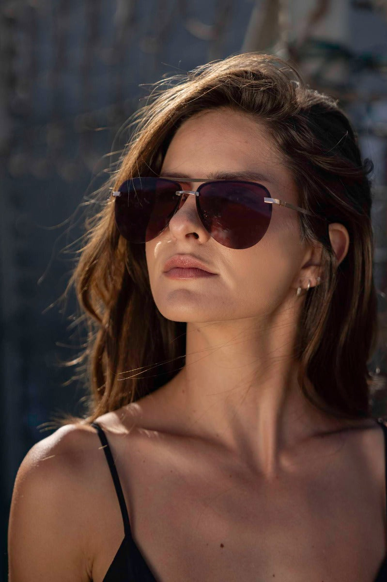 Frame less Red Aviator Sunglasses women