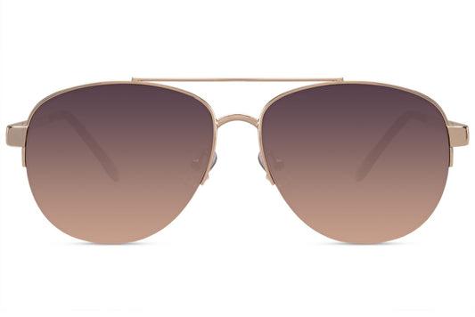 Brown Color Gold Frame Aviator Sunglasses