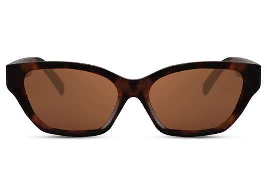 Brown Printed Cat Eye Sunglasses