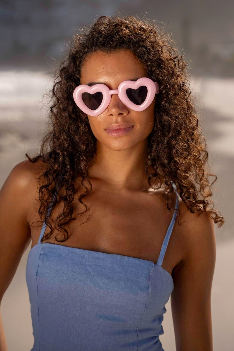 Heart Shape Pink Frame Sunglasses Women