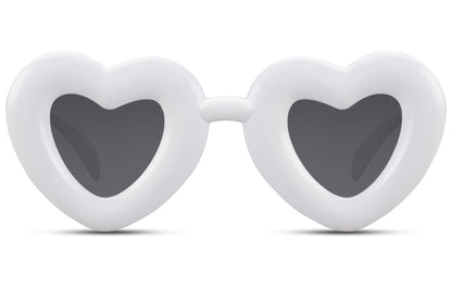 Heart Shape White Frame Sunglasses Women