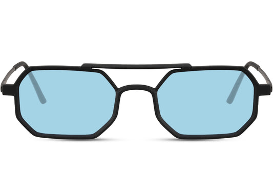 Sky Blue Rectangle Aviator Sunglasses