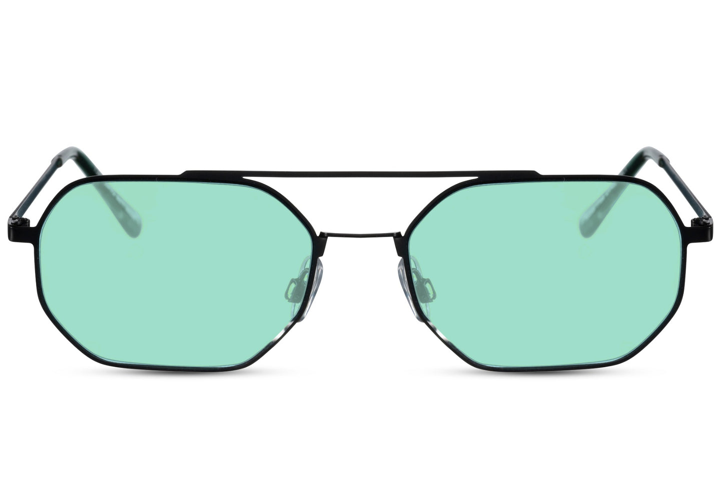 Geometric Designer Green Aviator Sunglasses