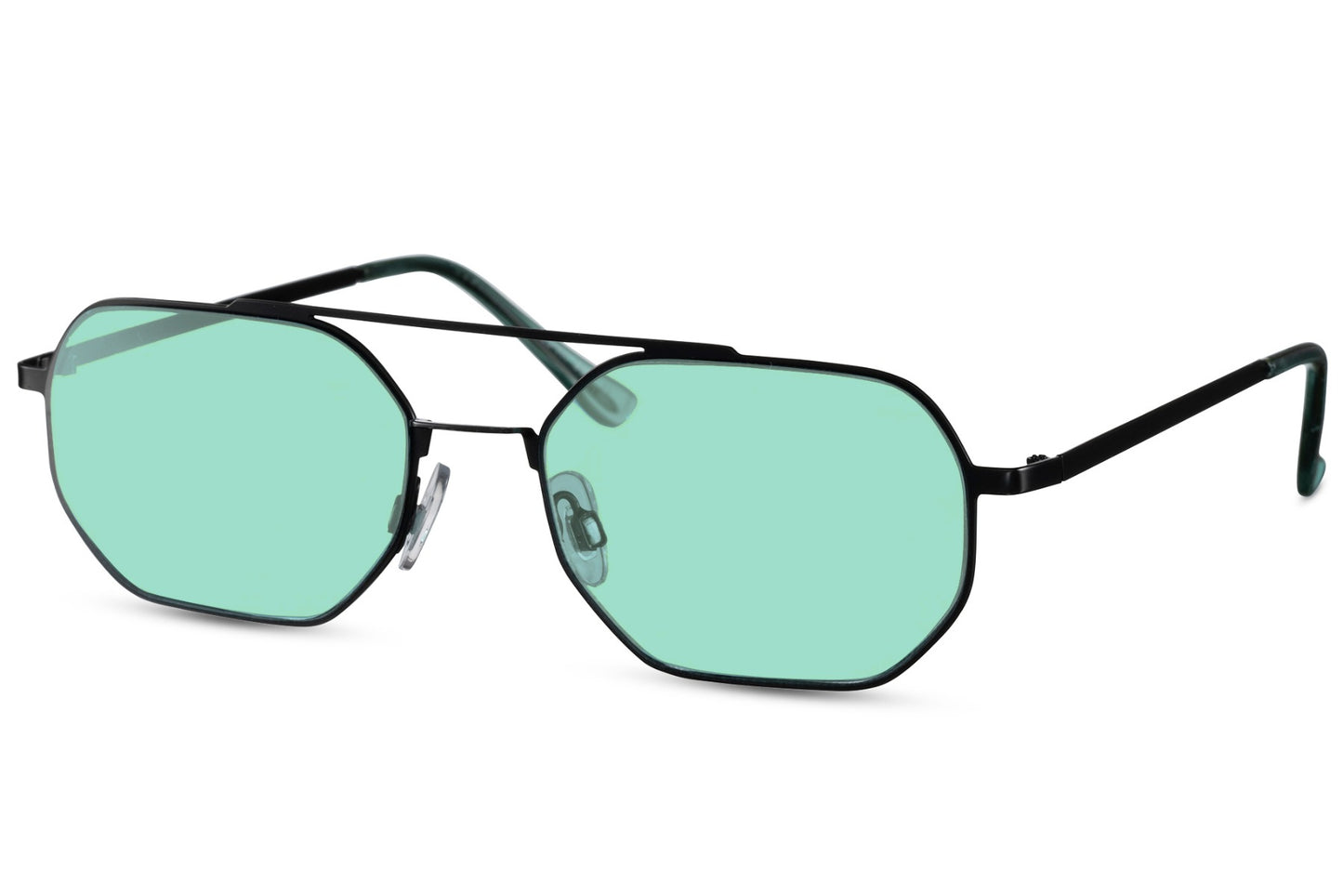 Geometric Designer Green Aviator Sunglasses