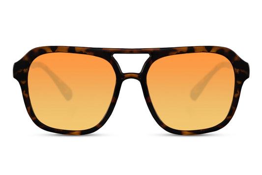 Stylish Oversized Orange Aviator Sunglasses For Women