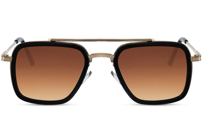 Square Brown Aviator Sunglasses