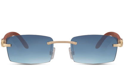 Blue Color  Frame Less Square Sunglasses