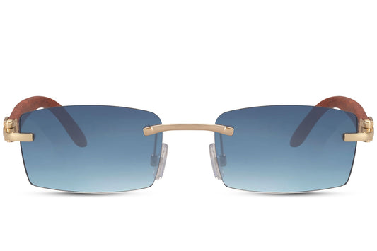 Blue Color  Frame Less Square Sunglasses