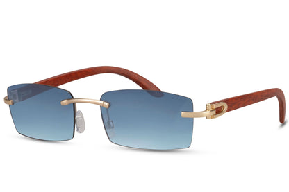 Blue Color  Frame Less Square Sunglasses