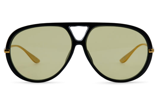 Black Aviator Sunglasses with Green Lenses 