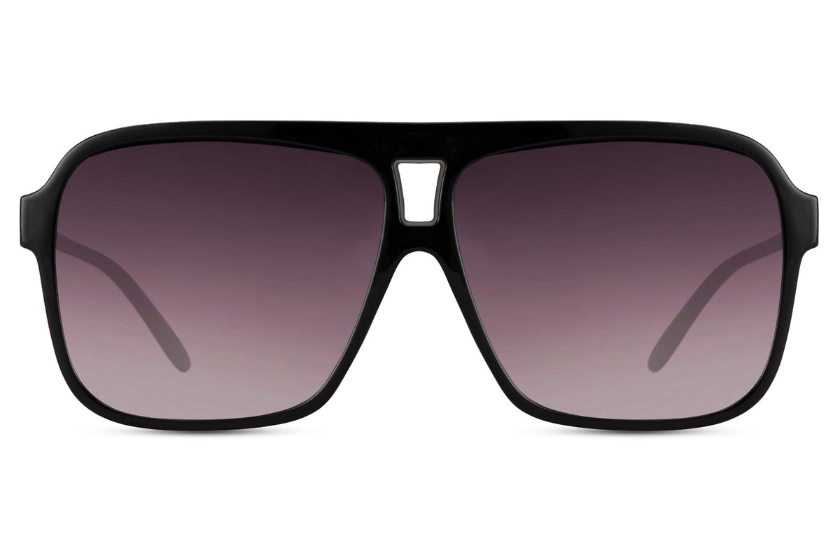 Black Frame Aviator Sunglasses with Grey Lenses