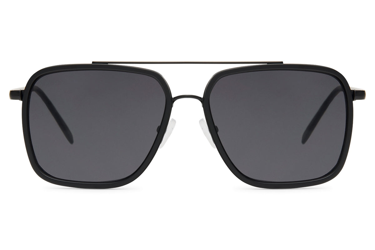 Black Square Aviator Sunglasses with Dark Grey Lenses