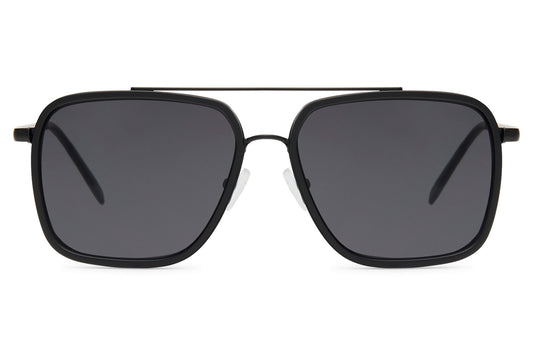 Black Square Aviator Sunglasses with Dark Grey Lenses