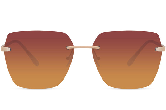 Buy Frameless Brown Oversized Sunglasses Women 1