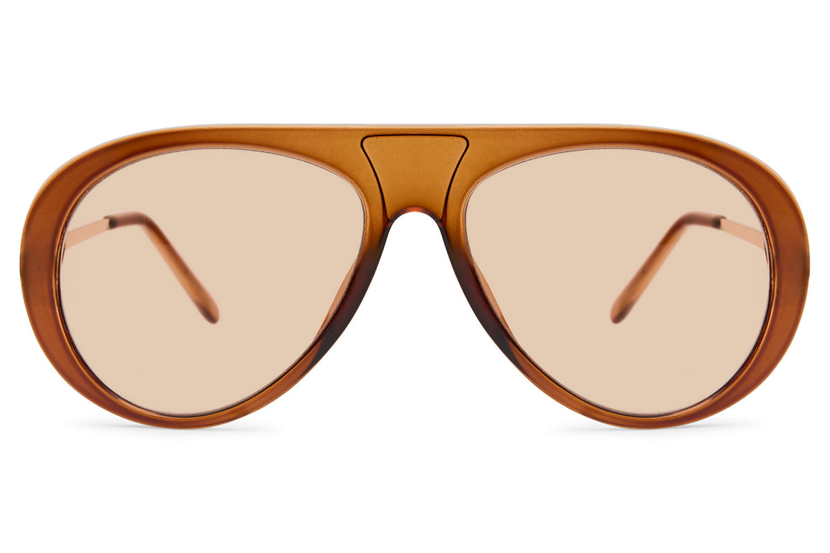 Caramel Oversized Aviator Sunglasses with Tan Tinted Lenses