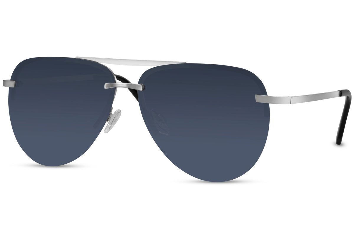 Rimless Blue Aviator Sunglasses 