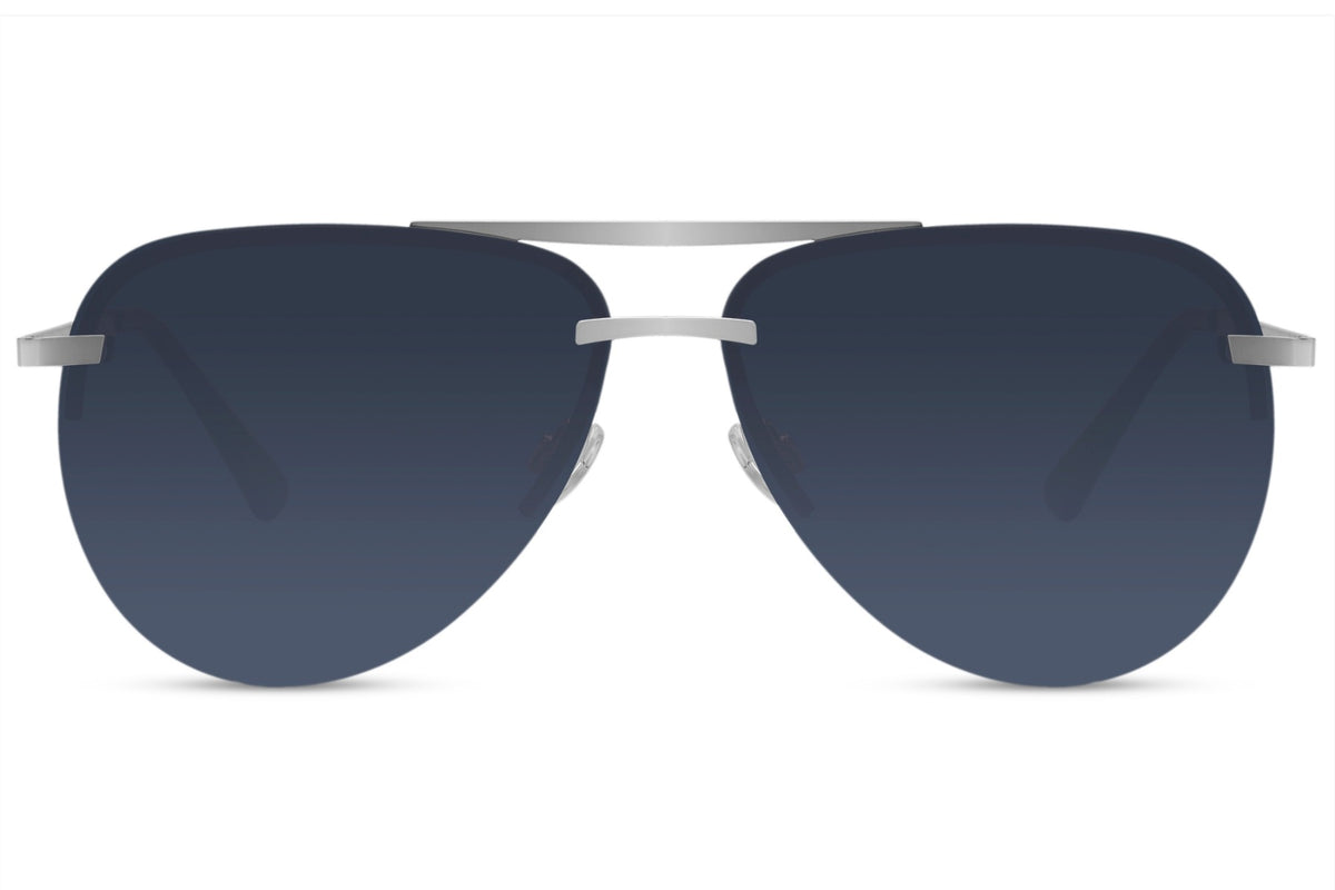 Rimless Blue Aviator Sunglasses UK